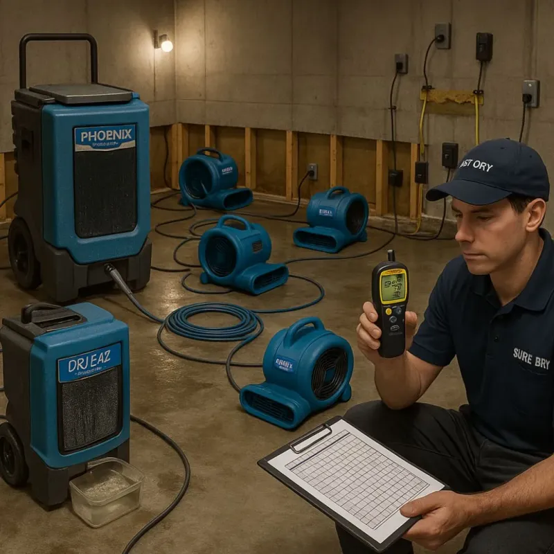 Structural Drying and Dehumidification process in Blandon, PA